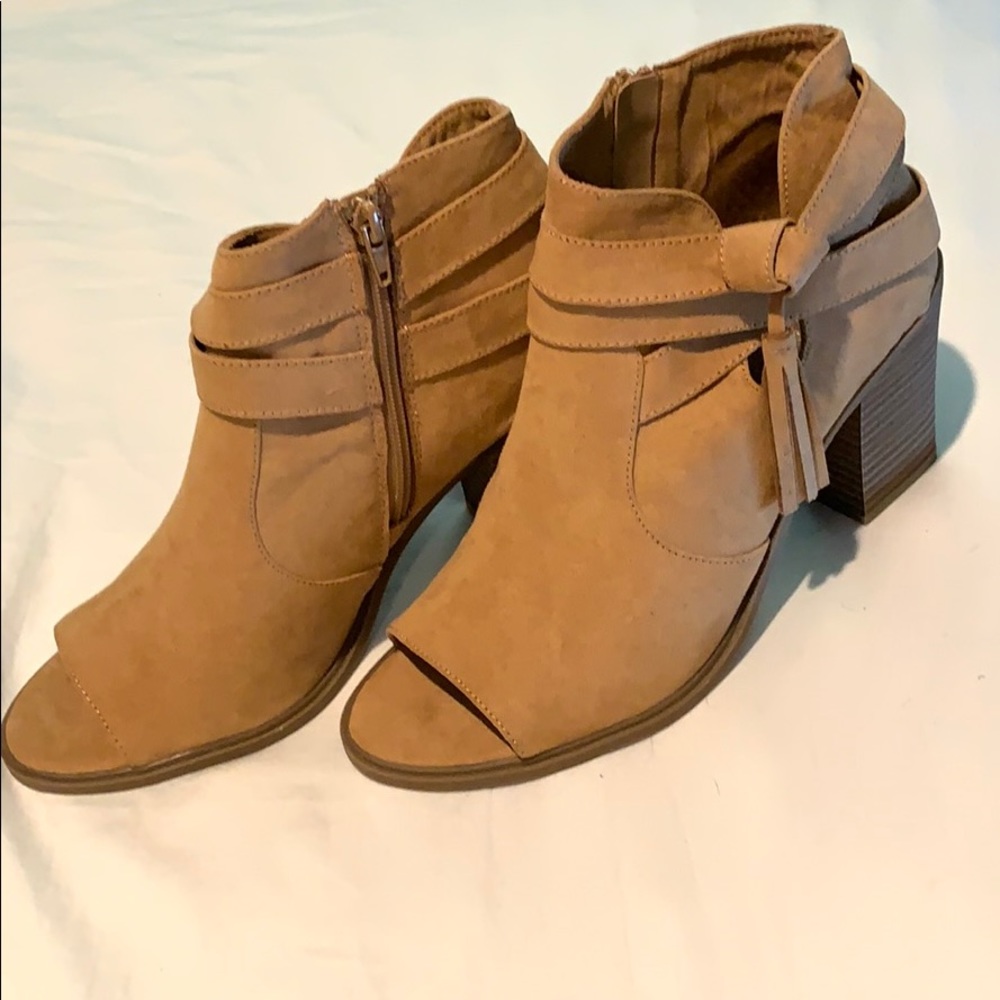 Open Toed, Camel Booties - image 1